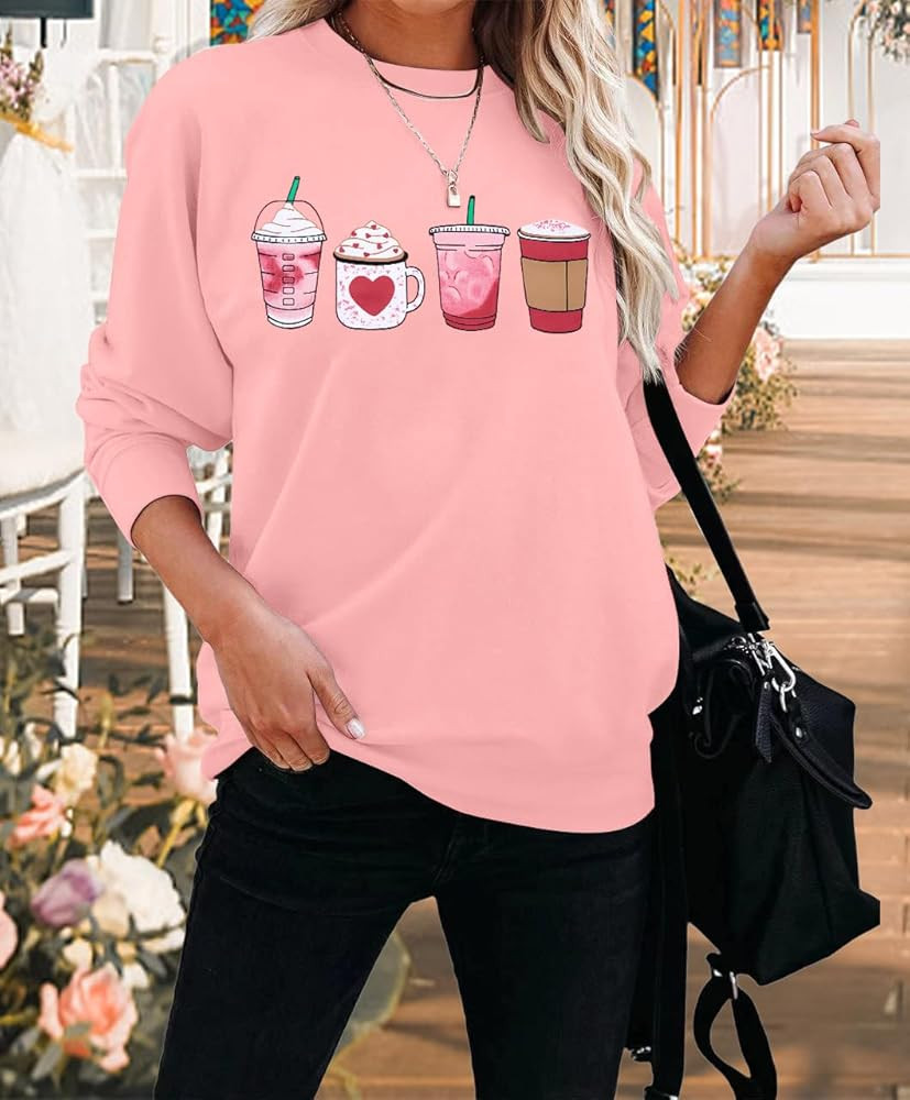 MYHALF Valentines Day Love Heart Sweatshirts: Womens Valentine Sweatshirts Casual Lovely Graphic ... | Amazon (US)