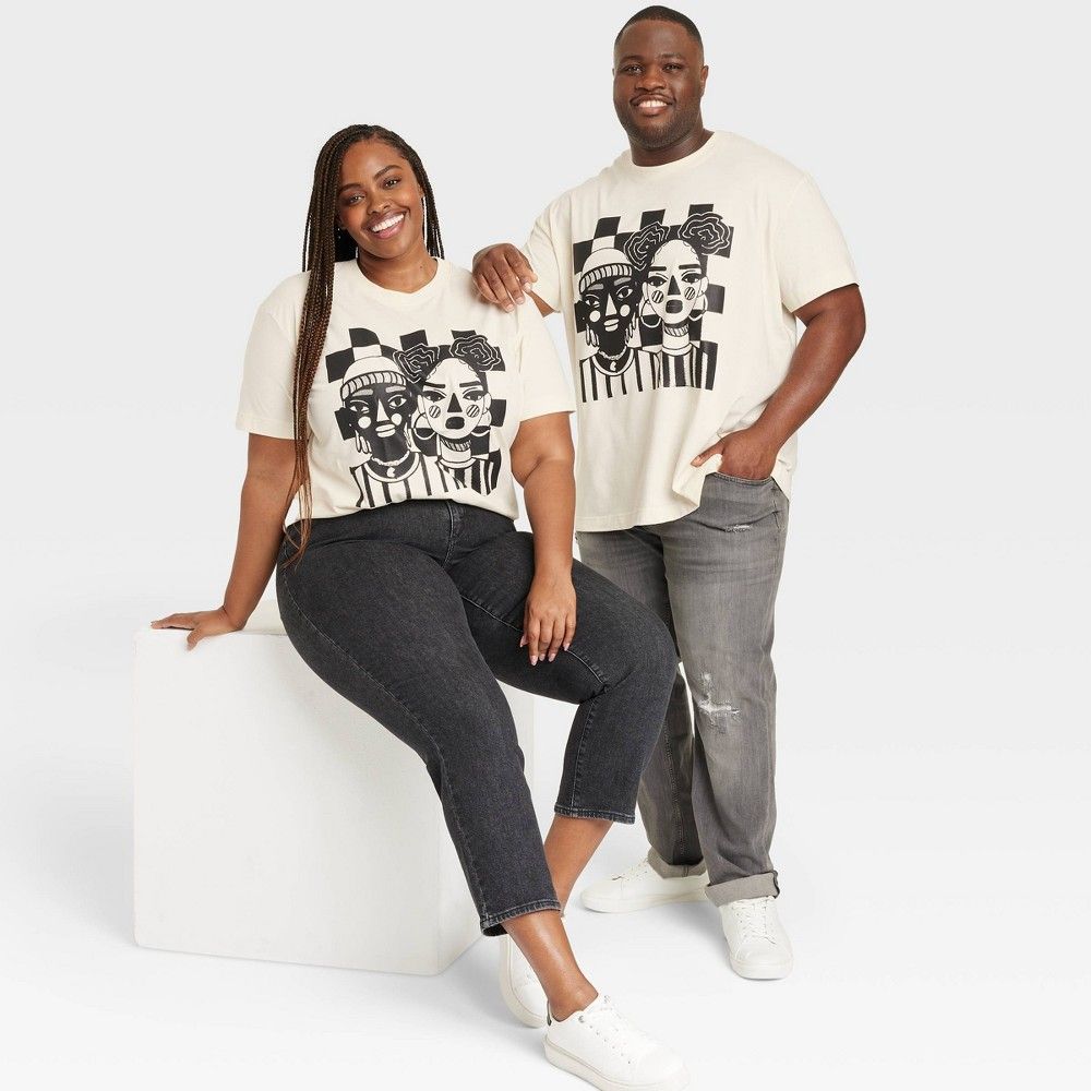 Black History Month Adult Plus Size Chess People Short Sleeve T-Shirt - Cream 3X | Target