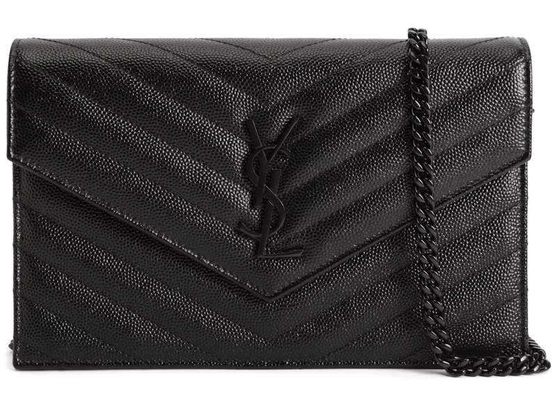 Women's Saint Laurent Envelope Chain Wallet Grain De Poudre in Black | StockX