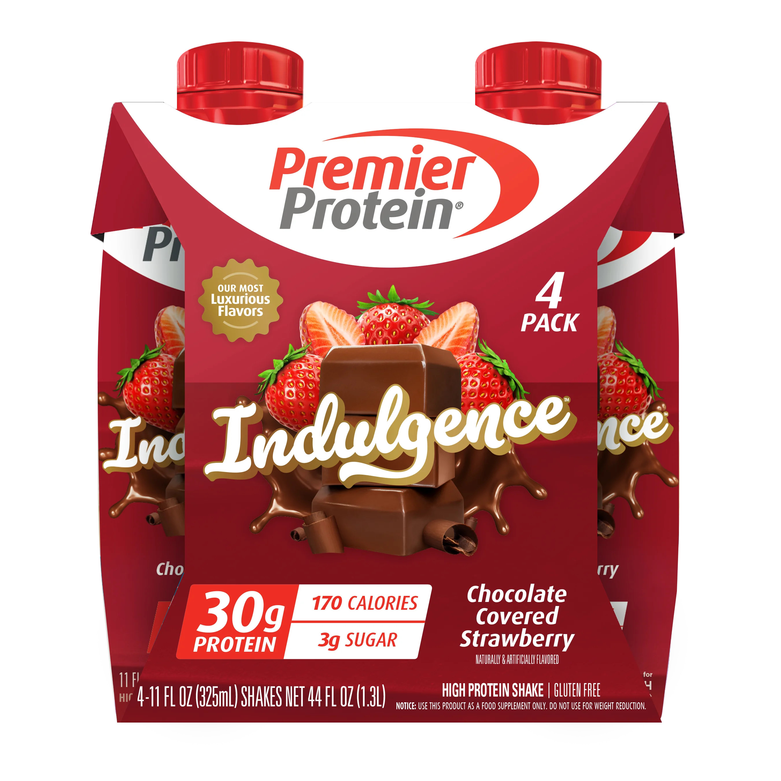 Premier Protein Indulgence Protein Shake, Chocolate Covered Strawberry, 30g Protein, 11 fl oz, 4 ... | Walmart (US)