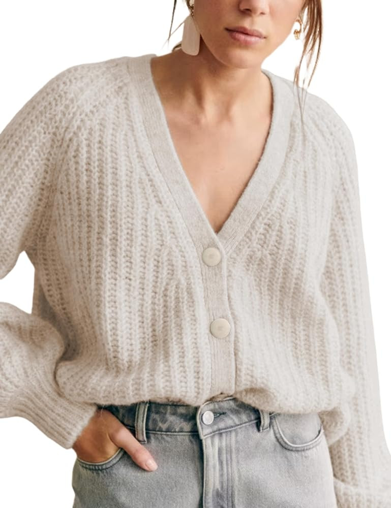 Women's Long Sleeve Cardigan Button Down Casual V-Neck Lightweight Sweater Fall Winter Knit Tops ... | Amazon (US)