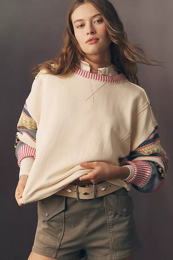 Fairisle-Sleeve Sweatshirt | Anthropologie (US)