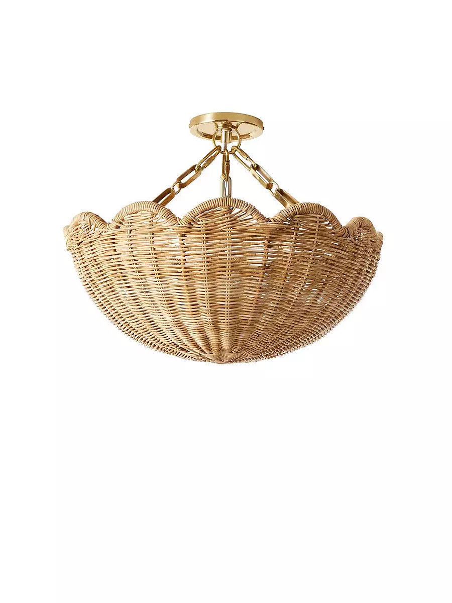 Scallop Rattan Semi Flushmount | Serena and Lily