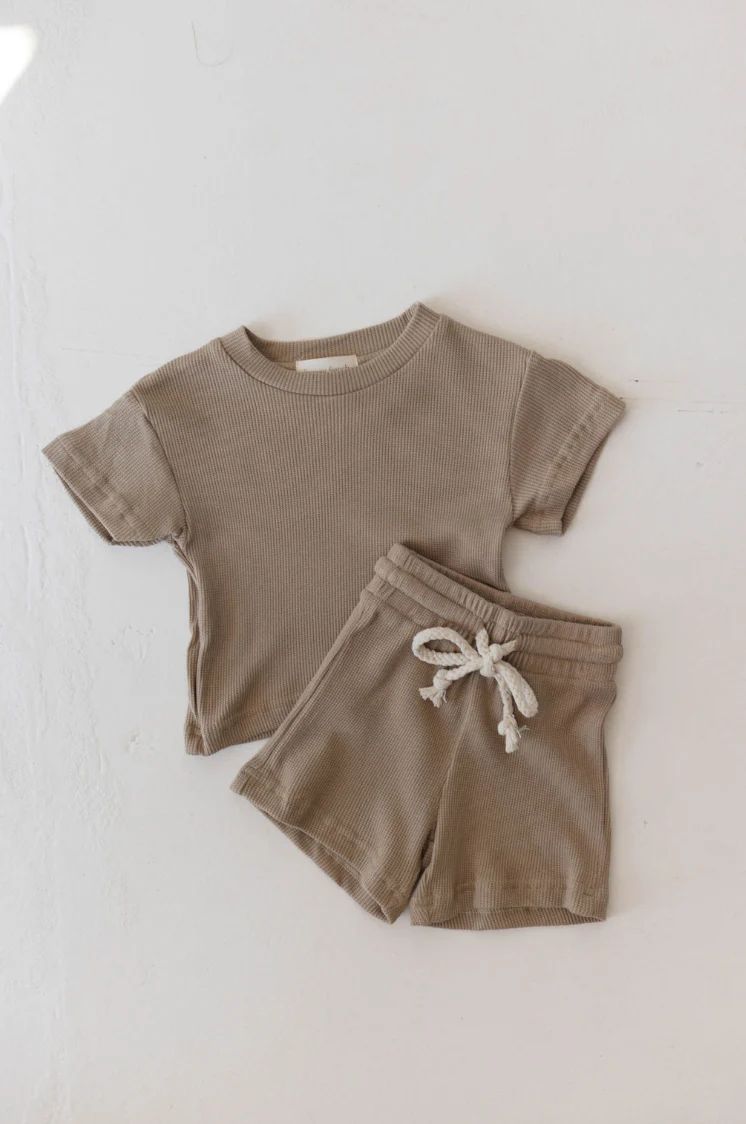 Waffle Knit Short Set | Dark Taupe | Forever French