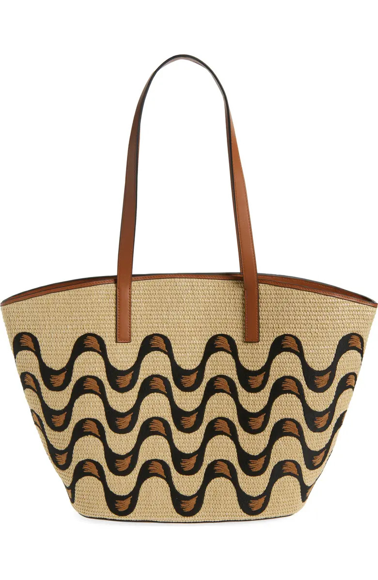 Large Embroidered Raffia Basket Tote | Nordstrom