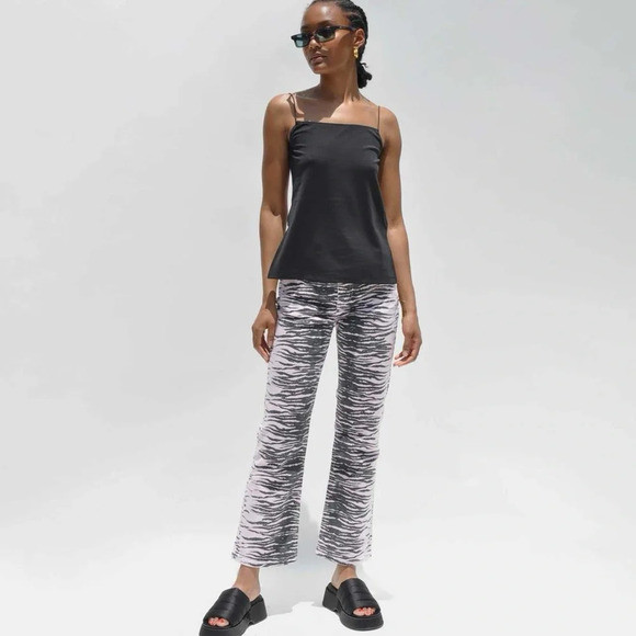 Ganni Betzy Tiger Stripe Kick Flare Stretch Organic Cotton Jeans Light Lilac | Poshmark