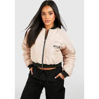 Womens Moto Bomber Jacket - Beige - 6 | boohoo (US & Canada)