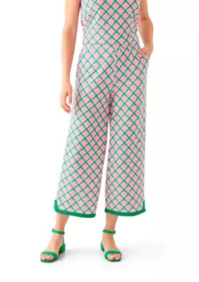 Crown & Ivy™ Women's Piqué Printed Trimmed Crop Pants | Belk
