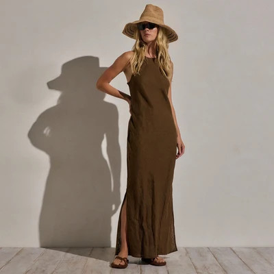 Linen Halter Maxi Dress - Cocoa | James Perse (US)