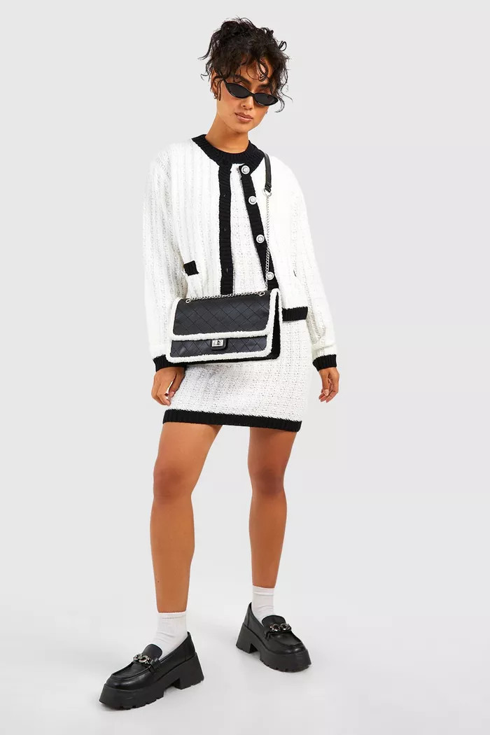 Pearl Button Trim Detail Crop Cardigan | Boohoo.com (UK & IE)