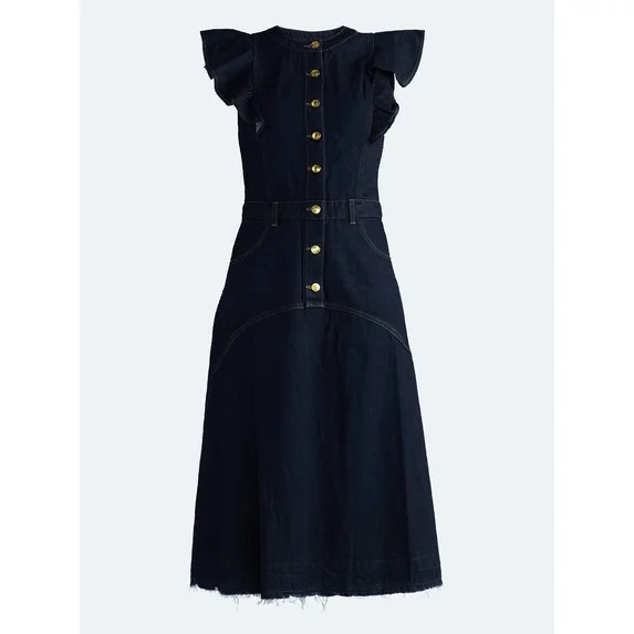 Scoop Women's Flutter Sleeve Midi Dress, Sizes XS-XXL | Walmart (US)