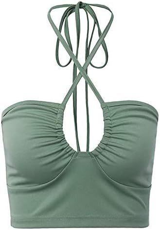 Women Sexy Crop Cami Top Solid Hollow Out Bandage Lace Up Y2K Camisole Tank Tops Valentine 's Day... | Amazon (US)