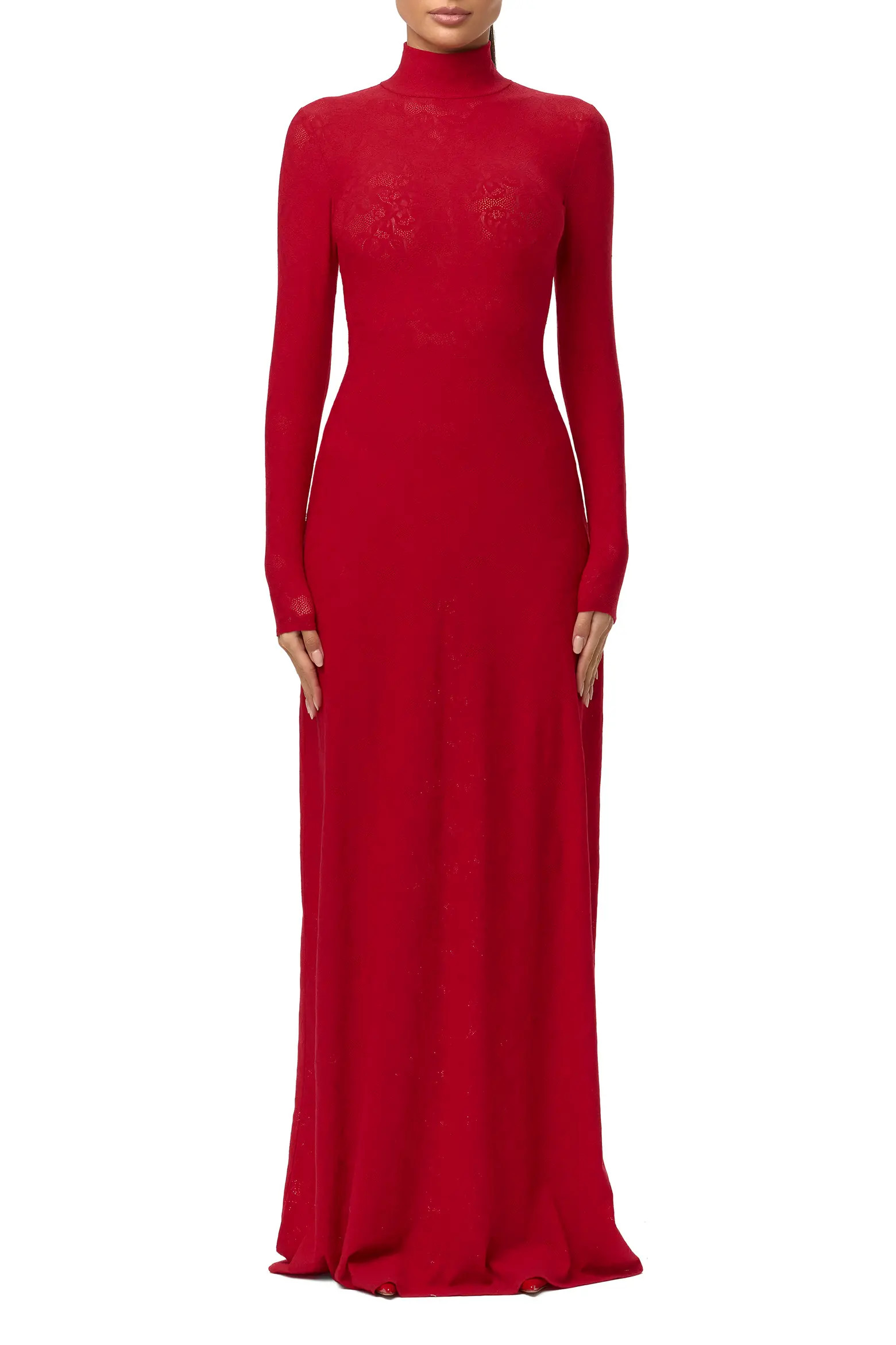 Naked Wardrobe Mock Neck Long Sleeve Lace Maxi Dress (Women) | Nordstrom | Nordstrom