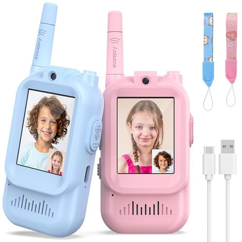 Walkie Talkies for Kids Pack of 2, Rechargeable Long Range Two Way Radios Toys for Boys Girls Age 3-5, Outdoor Adventure Camping Hiking, Birthday with Pink Blue Design | Amazon (US)