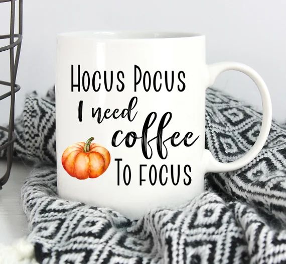 Hocus Pocus I need Coffee To Focus Mug, Funny Mug, Fall Mug, Autumn, Hocus Pocus, Halloween Mug, Gif | Etsy (US)