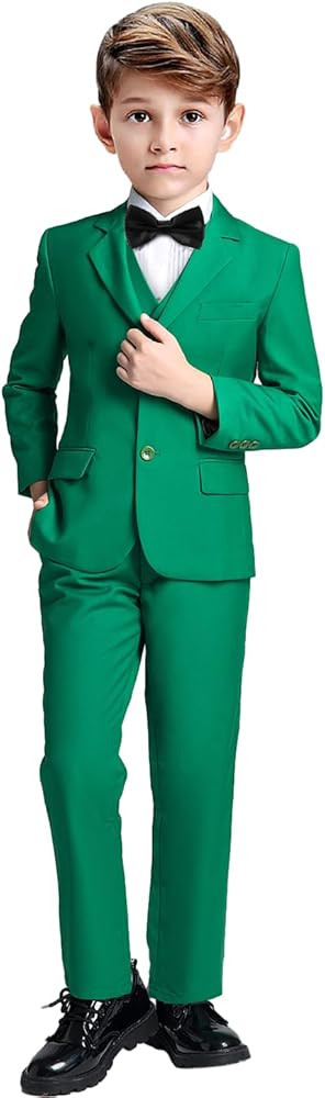 Boys Suits 5 Pieces Slim Fit Blazer Pants Black Blue Outfit Suit for Wedding | Amazon (US)