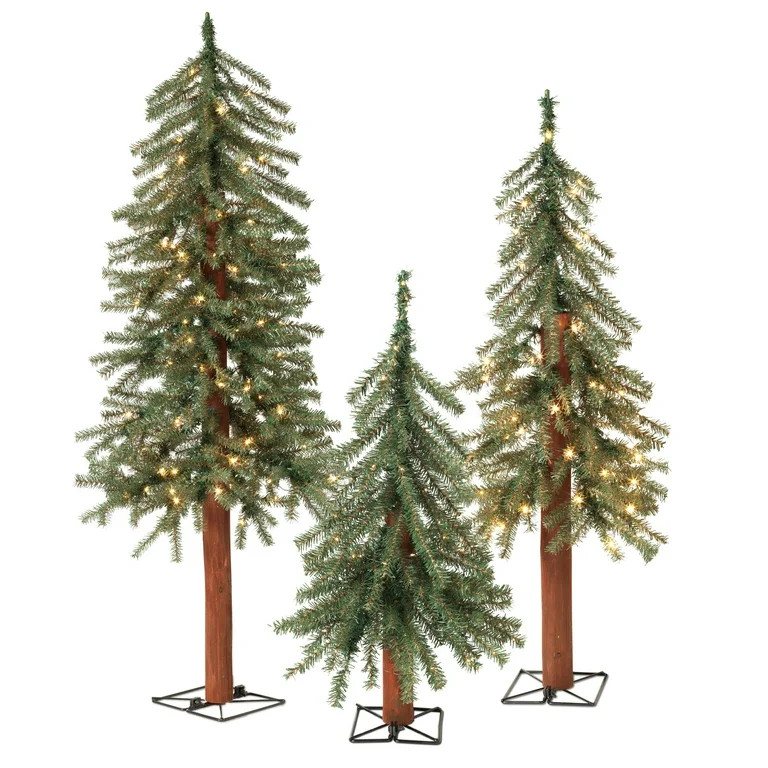 Sterling Tree Company Set of 3 Unlit Frosted Rustic Alpine Trees | Walmart (US)