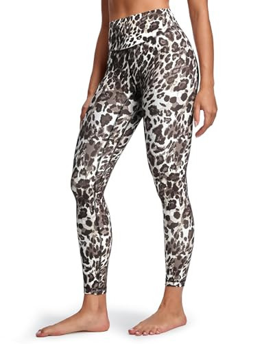HeyNuts Workout Pro 7/8 Leggings for Women, High Waisted Compression Workout Leggings Athletic Tummy Control Buttery Soft Yoga Pants 25'' Espresso Leopard XL(14) | Amazon (US)