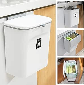 Tiyafuro 2.4 Gallon Kitchen Compost Bin for Counter Top or Under Sink, Hanging Small Trash Can wi... | Amazon (US)