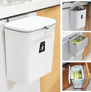 Tiyafuro 2.4 Gallon Kitchen Compost Bin for Counter Top or Under Sink, Hanging Small Trash Can wi... | Amazon (US)
