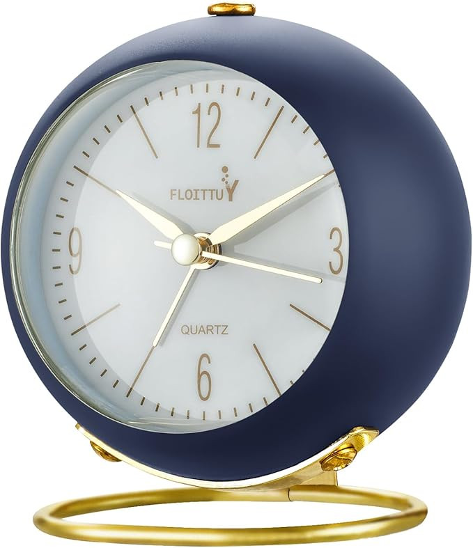 FLOITTUY Silent Table Analog Alarm Clock No Ticking, Lighted on Demand and Battery Operated, Beep... | Amazon (US)