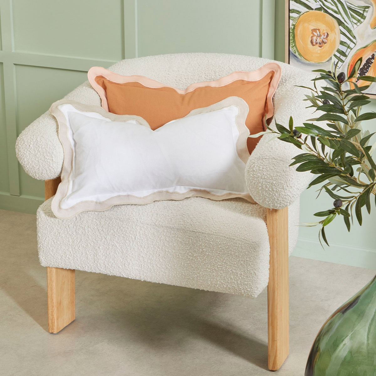 Maya Scalloped Oblong Cushion [HABLMAYSC23_OBL] | Pillow Talk AU