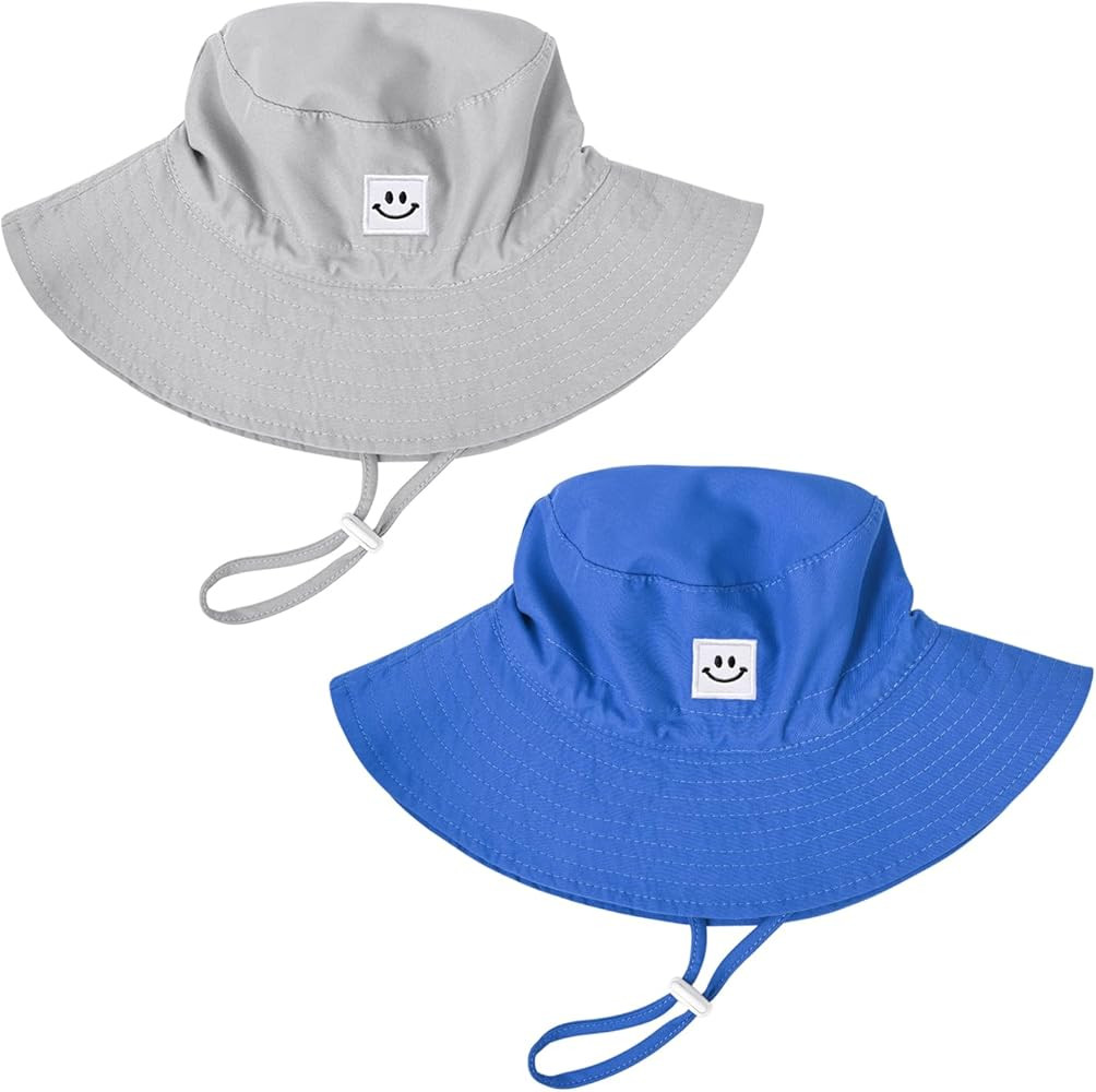 Baby Toddler Sun Hat,Kids Summer Smile Face UPF 50+ Beach Bucket Hat for Boys Girls Children | Amazon (US)