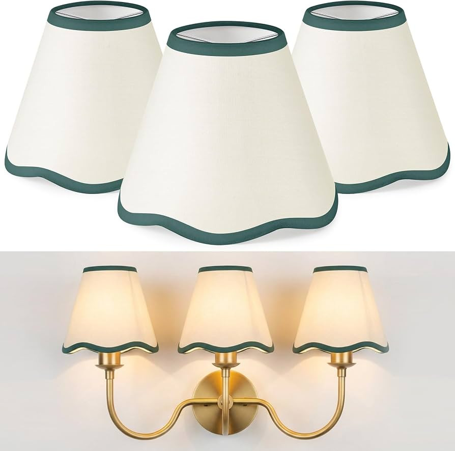 VIHOSE Set of 3 2.9" Top x 5.9" Bottom x 5.1" Height Lamp Shade with Petal Edge Chandelier Shades... | Amazon (US)
