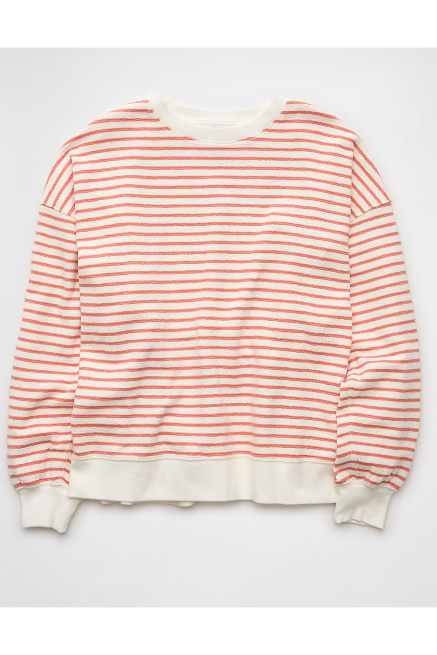 AE Oversized Striped Sweatshirt Women's Coral M | American Eagle Outfitters (US & CA)