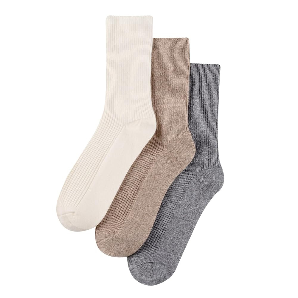 MELUSA Wool Cashmere Socks for Women, 3 Pairs Super Soft Warm Cozy Winter Gift Crew Socks | Amazon (US)