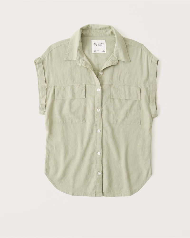 Linen-Blend Utility Shirt | Abercrombie & Fitch (US)