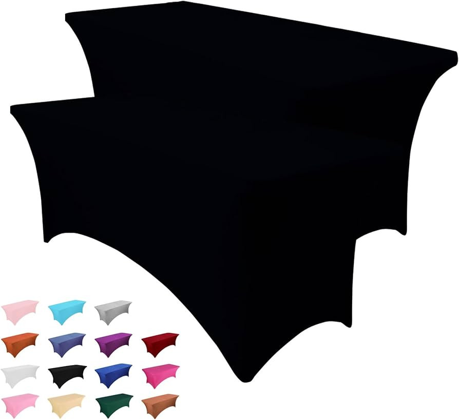 Hussome 2 Pack 6FT Table Cloth for Rectangle Table Black Tablecloth Rectangular Fitted Stretch Sp... | Amazon (US)