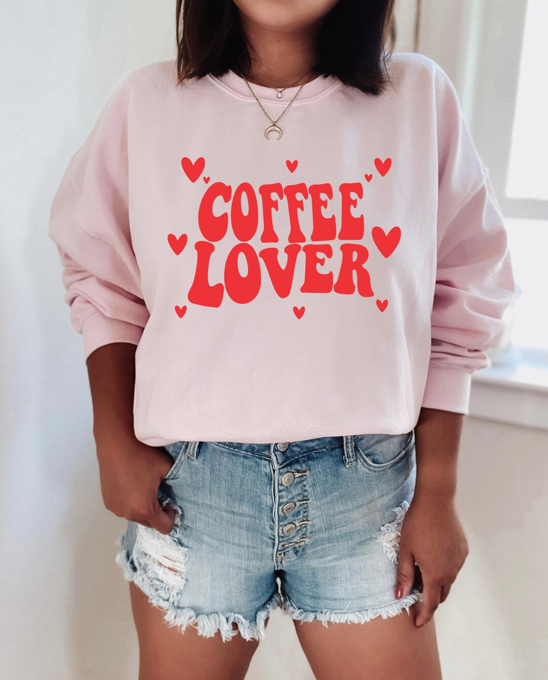 Valentine's Day Sweatshirt - Coffee Lover Sweatshirt - Hearts Valentine Sweathirt - VDay Sweatshi... | Etsy (US)