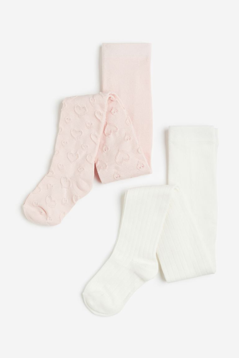 2-pack Fine-knit Tights - Light gray/natural white - Kids | H&M US | H&M (US + CA)