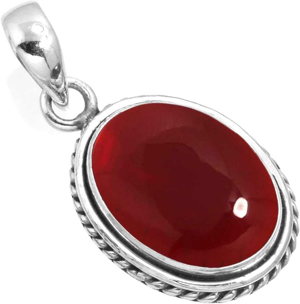 JEWELOPORIUM 925 Sterling Silver Pendant For Women Chalcedony Malachite Tiger Eye Created Ruby Pe... | Amazon (US)