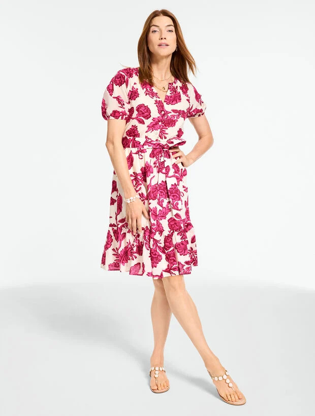Voile Fit & Flare Dress - Shadow Floral | Talbots