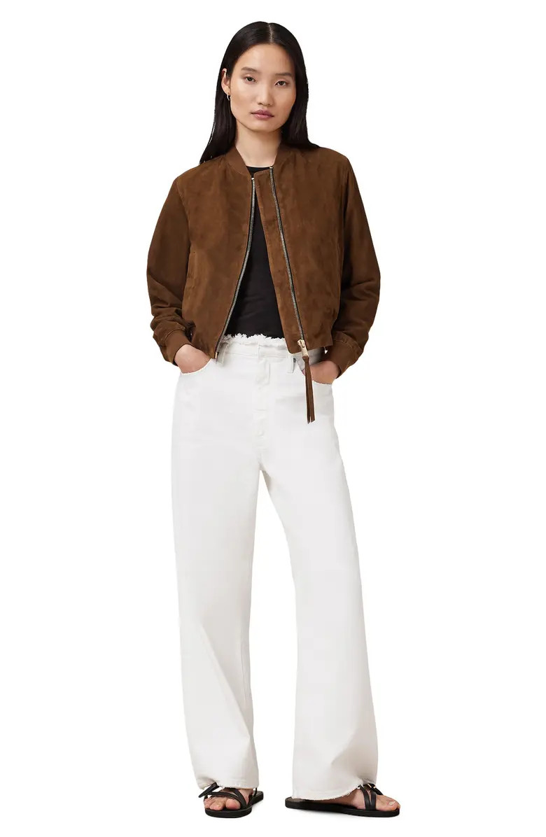 AllSaints Orten Suede Bomber Jacket | Nordstrom | Nordstrom