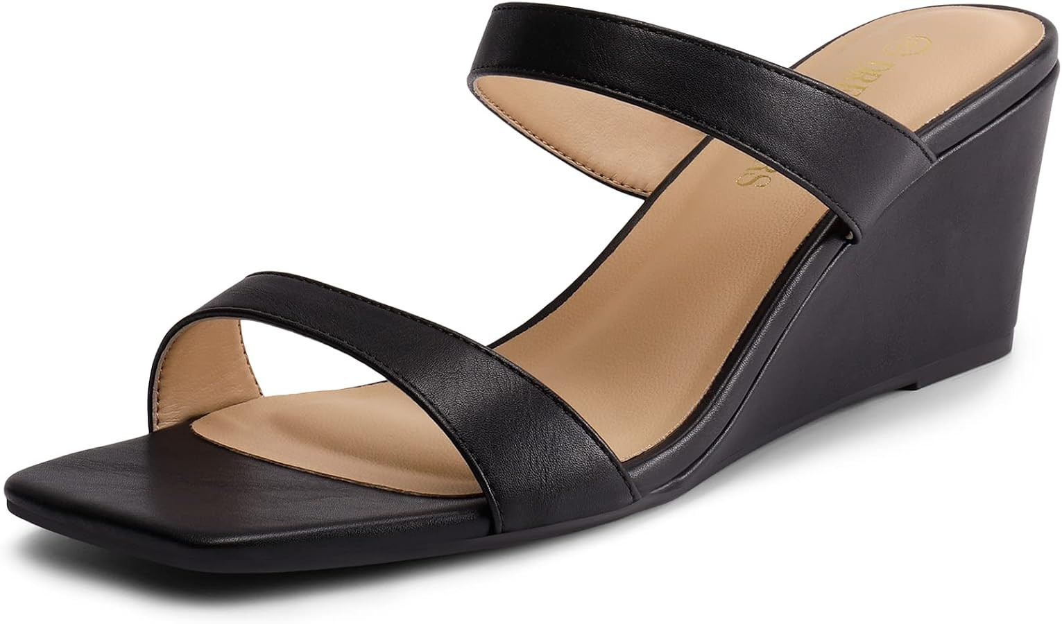 DREAM PAIRS Women Slides Wedge Sandals Square Open Toe Dress Casual Strappy Shoes | Amazon (US)