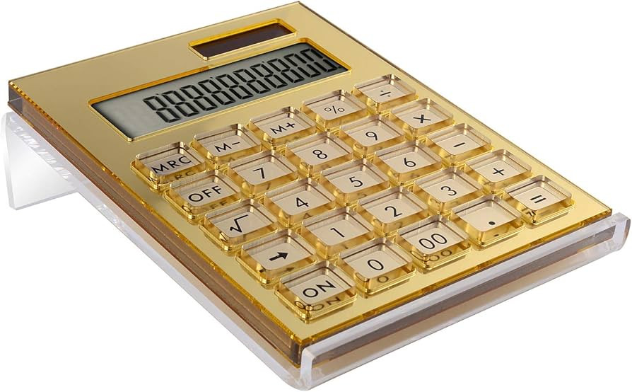 Acrylic Calculator with Stand, Battery and Solar Hybrid Powered Basic Calculator 12-Digit LCD Dis... | Amazon (US)
