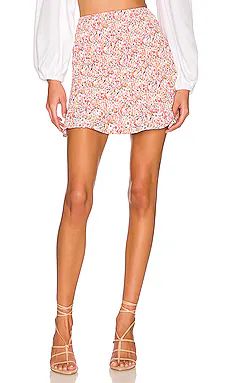 MORE TO COME Zhuri Smocked Mini Skirt in Pink Floral from Revolve.com | Revolve Clothing (Global)