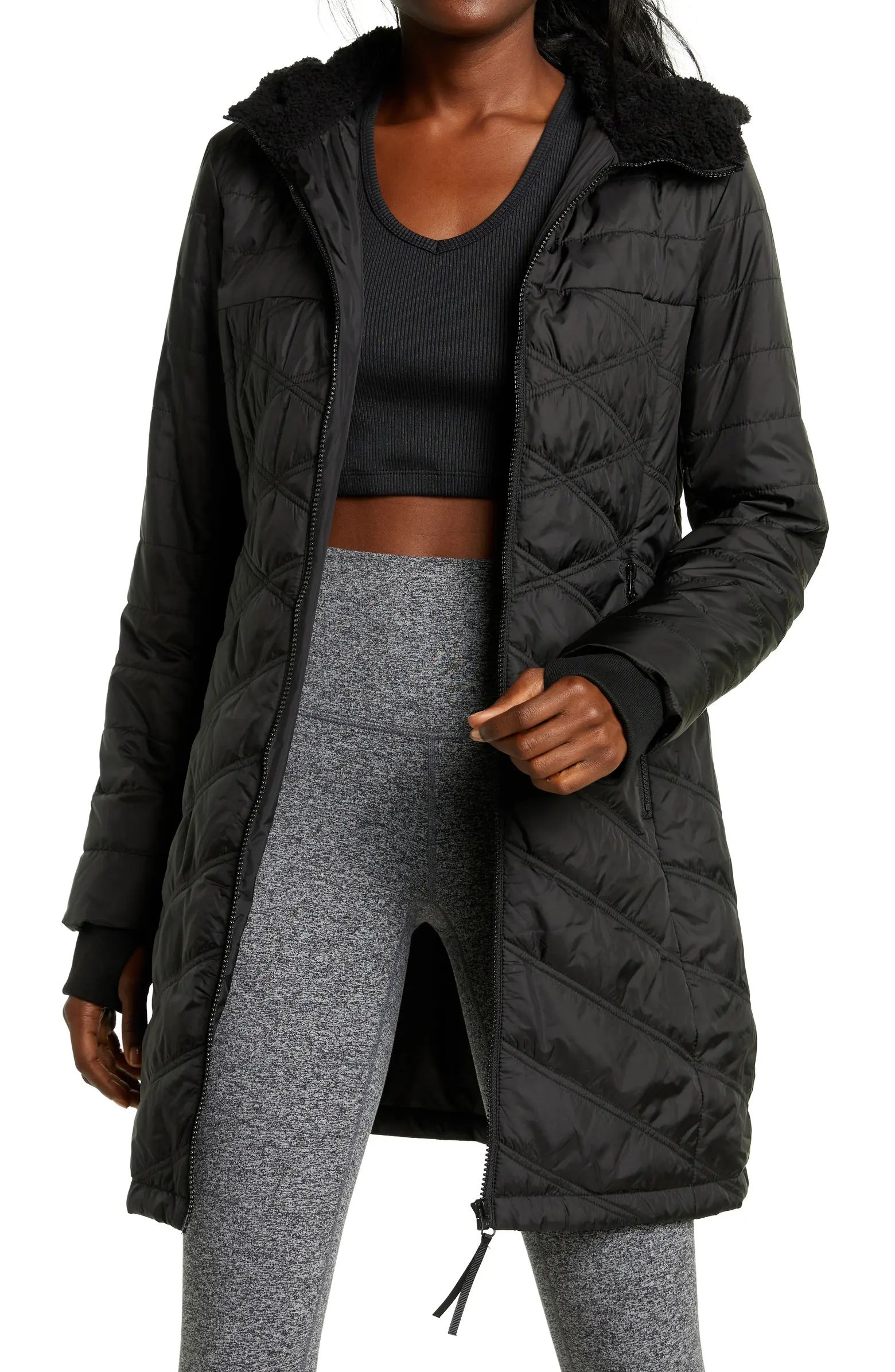 Longline Quilted Recycled Polyester Jacket | Nordstrom