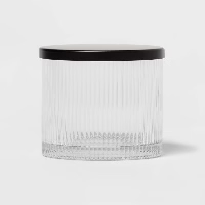 Ribbed Glass Canister Black - Threshold™: Metal Lid, Clear Bathroom Jar, Easy to Clean | Target