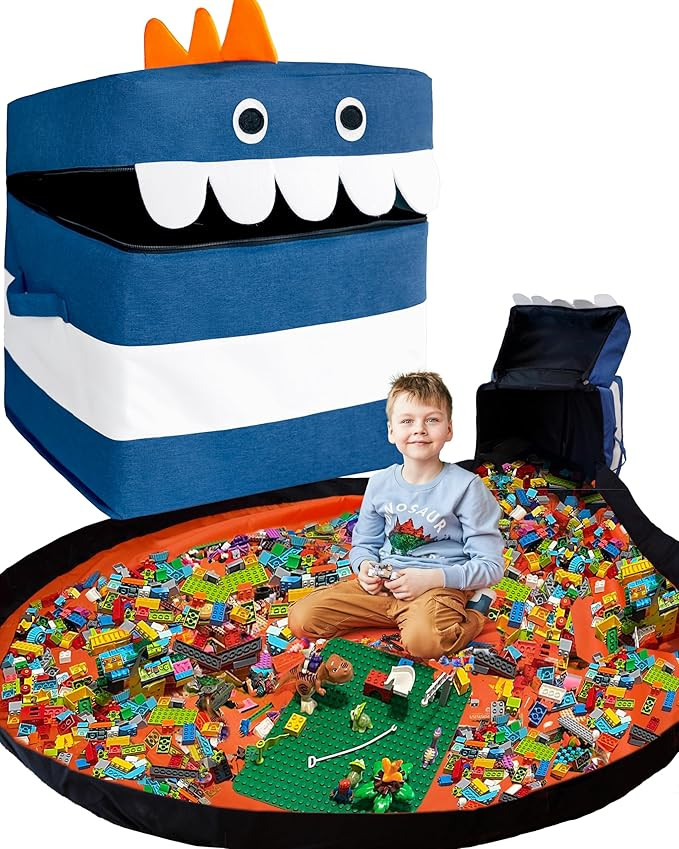 XXL Toy Storage Organizer with Play Mat – Dinosaur & Monster Storage Bag/Box for Kids, Boys, Nu... | Amazon (US)