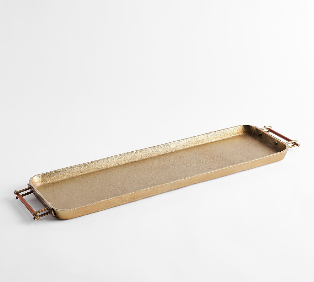 Handcrafted Beltic Brass & Leather Tray | Pottery Barn (US)