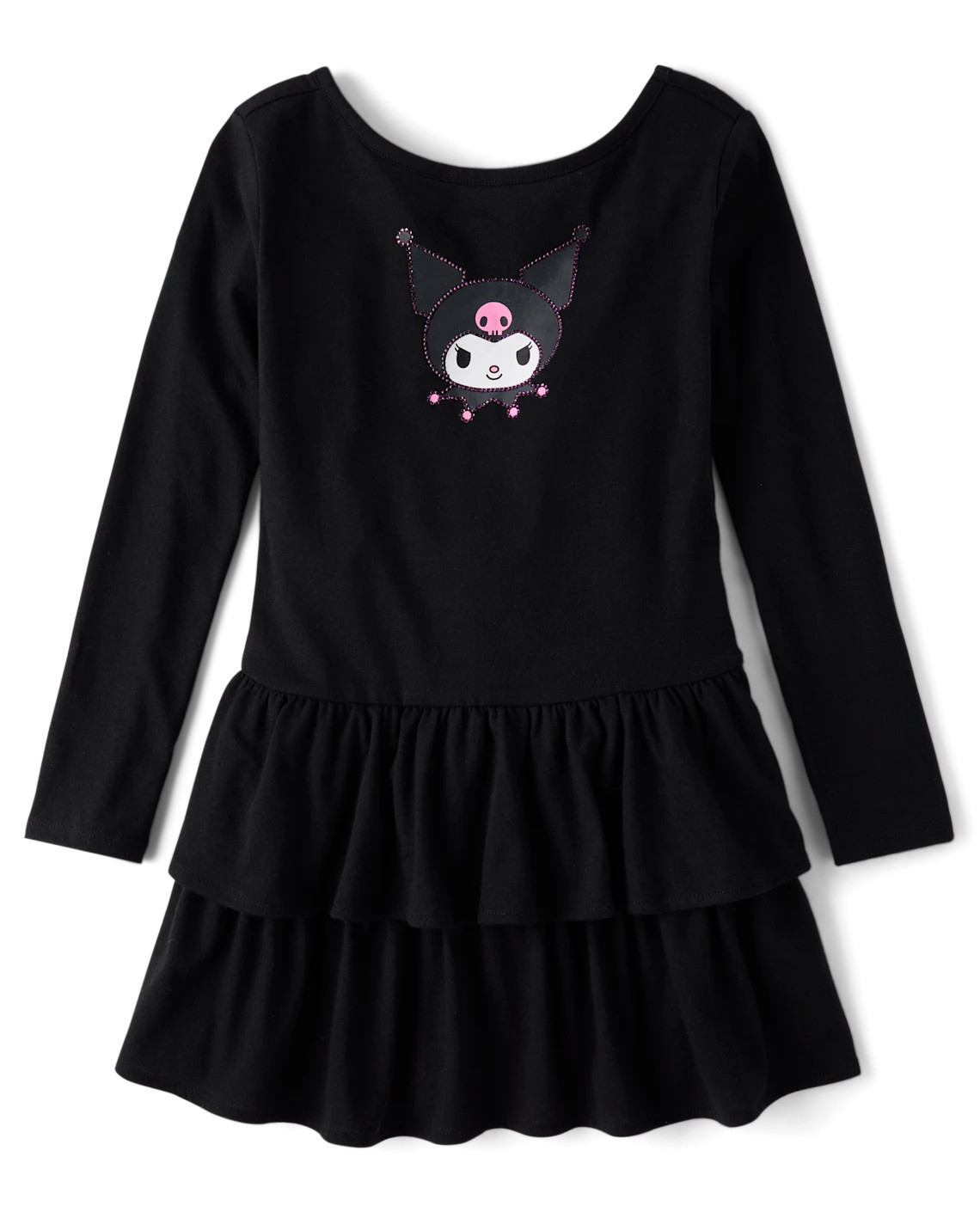 Girls Hello Kitty® Rhinestone Tiered Drop Waist Dress - black | The Children's Place