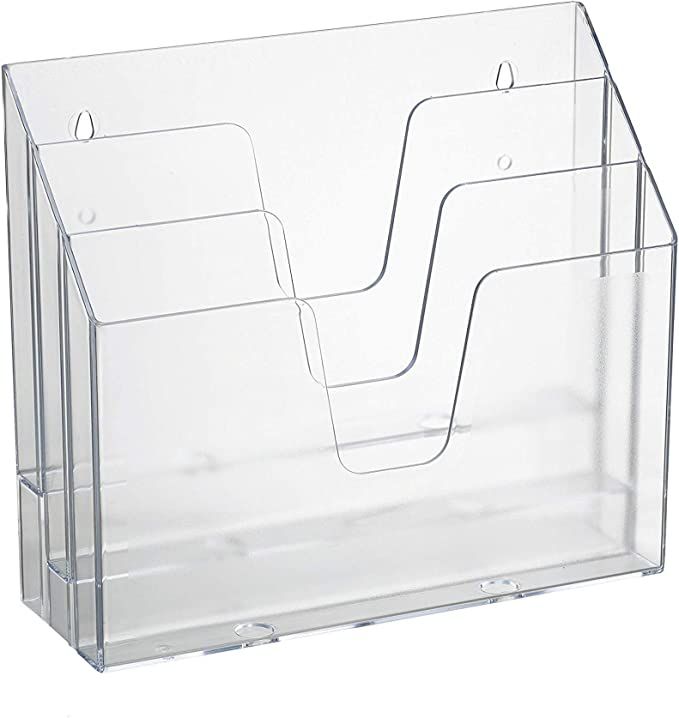 Acrimet Horizontal Triple File Folder Organizer (Clear Crystal Color) | Amazon (US)