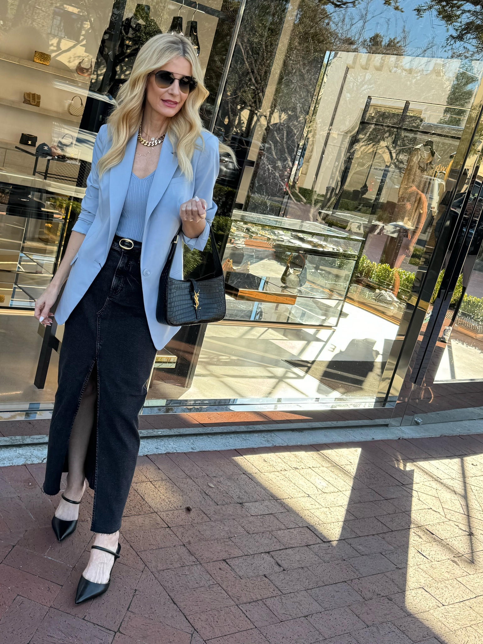 Denim midi skirts are here to stay and I am here for it! I love how versatile a skirt like this can be, from Work outfit to Date night outfit in a snap! 

#LTKover40 #LTKstyletip #LTKfindsunder100