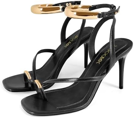 Strappy Heels for Women Toe Ring Sandals Slingback Stiletto Heels Summer Dressy Open Round Toe He... | Amazon (US)