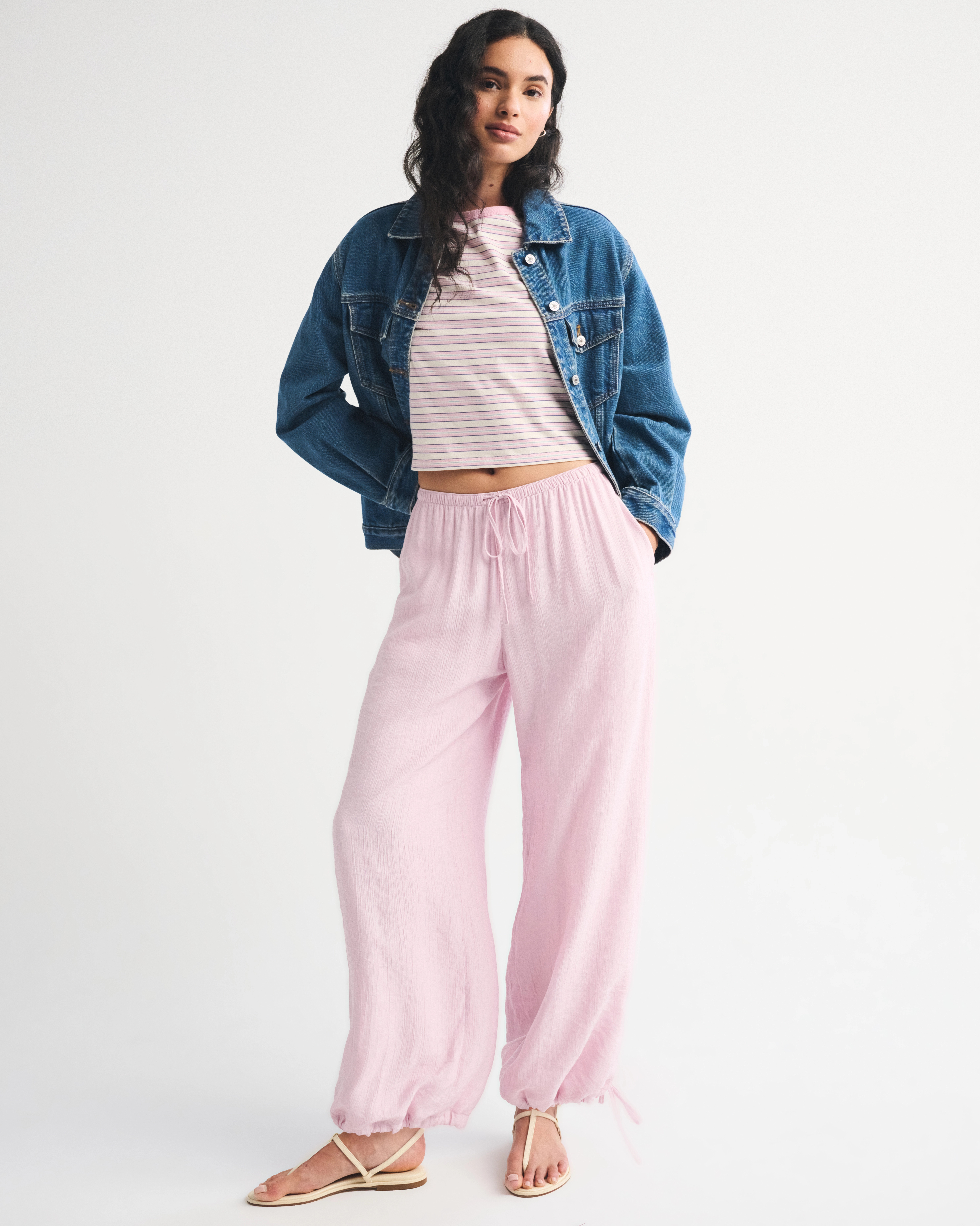 Convertible Crinkle Balloon Pull-On Pant | Abercrombie & Fitch (US)