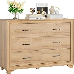 HIFIT 6 Drawer Double Dresser, 47.2" Wide Chest of 6 Drawers, Wooden Farmhouse Dressers for TV St... | Amazon (US)